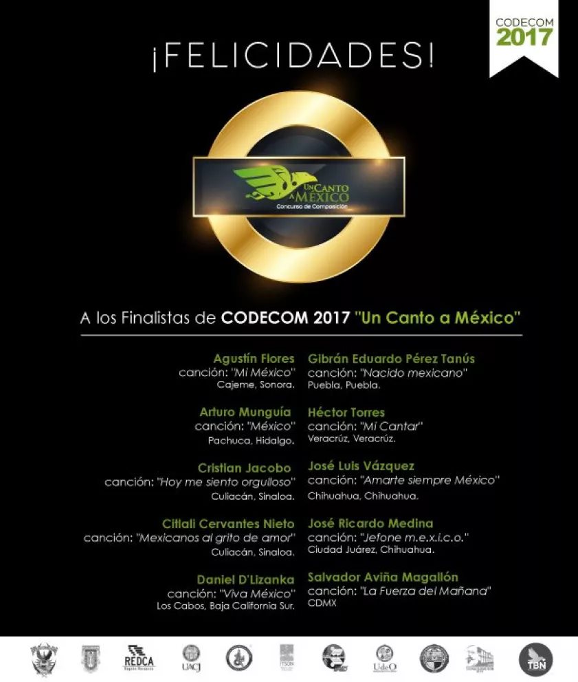 ¡FELICIDADES! Finalistas de CODECOM 2017 Un Canto a México
