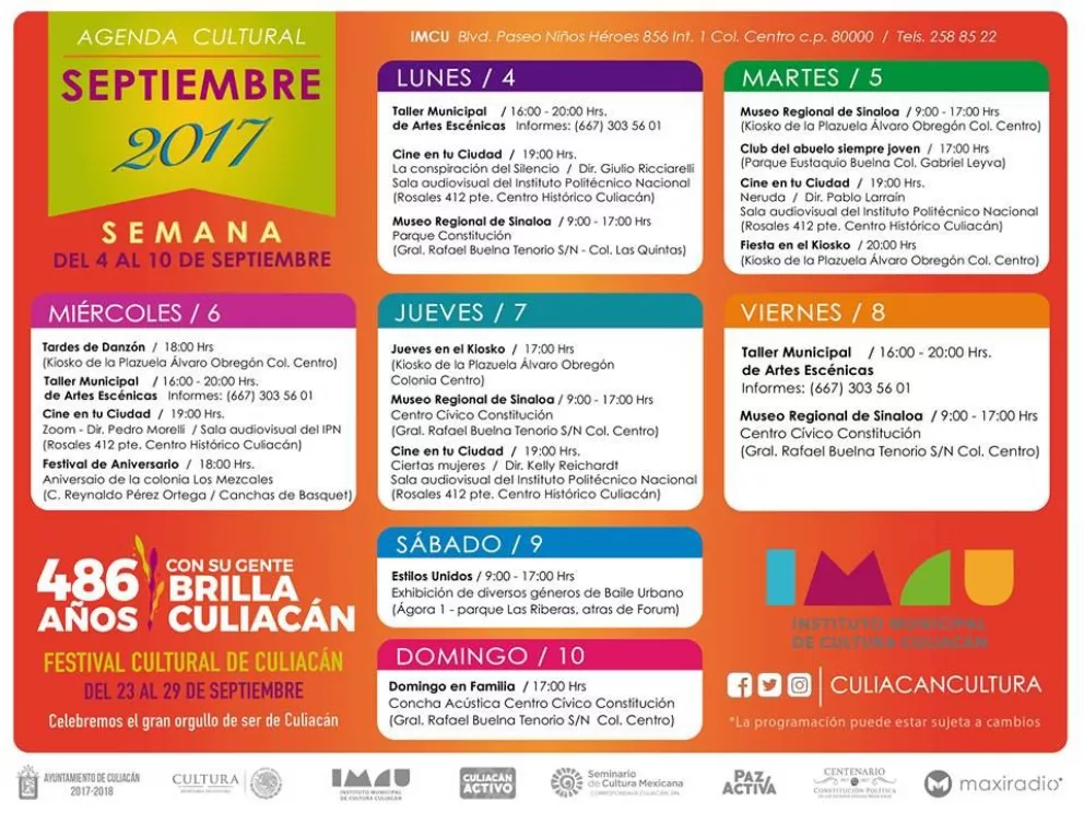Ve lo que pasa en Culiacán -Agenda Cultural Semanal-