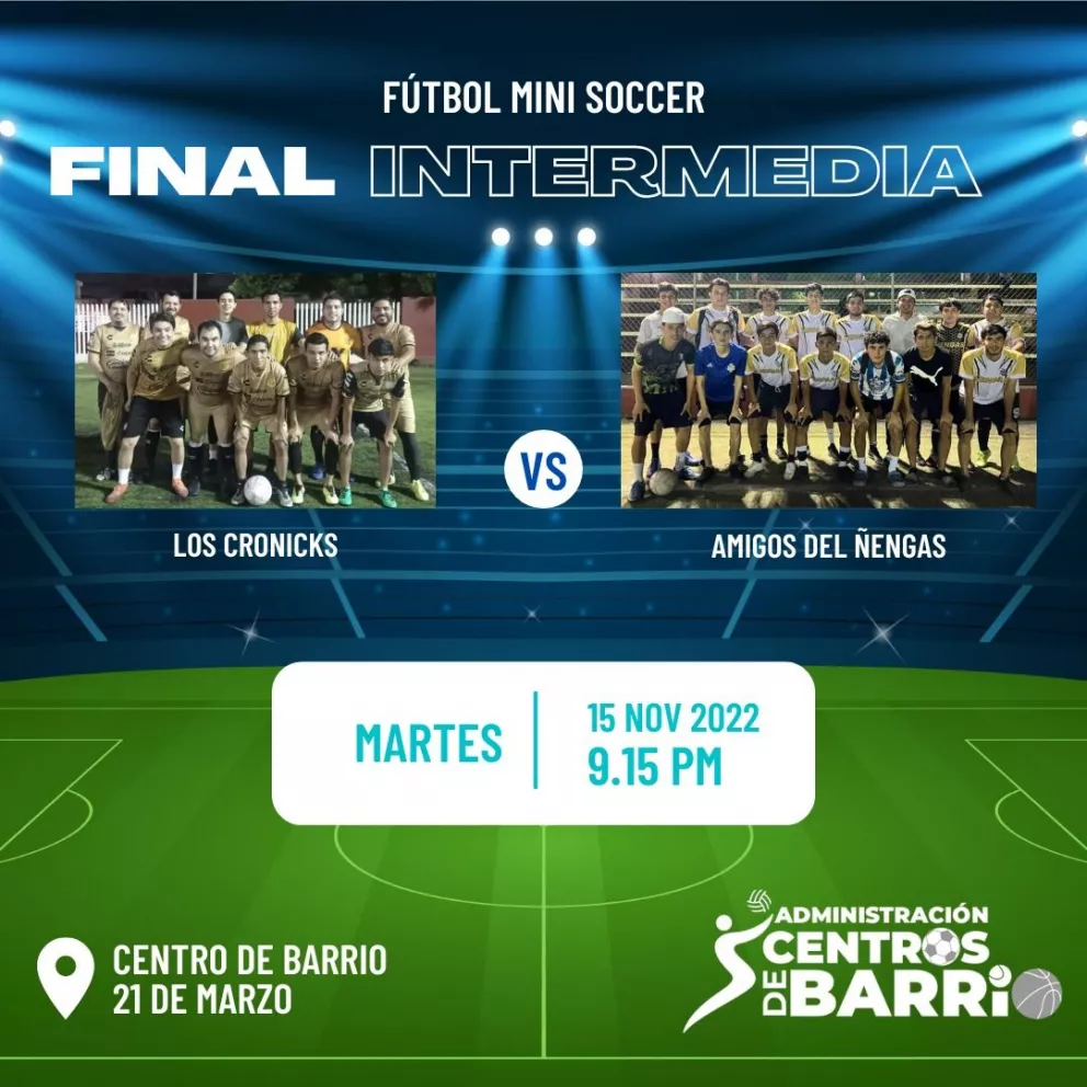 Centros de Barrio 21 de Marzo y Eldorado invitan a disfrutar de la Gran Final de Mini Soccer