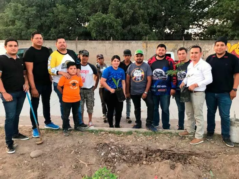 Plantan árboles en el bulevar Vicente Guerrero de Villa Juárez