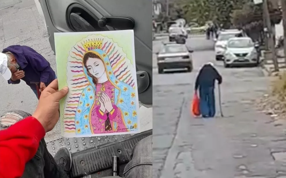 Abuelito rompe en llanto tras vender imagen de la Virgen. Foto: Cortesía