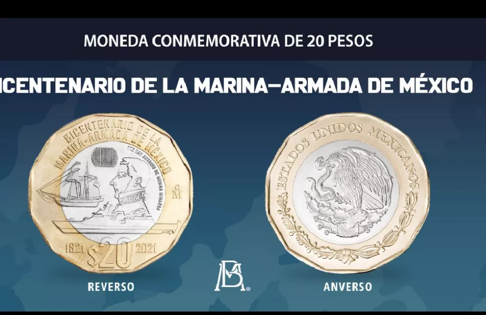 La hermosa moneda con la que conmemoran los 201 Creación de la Armada de México.