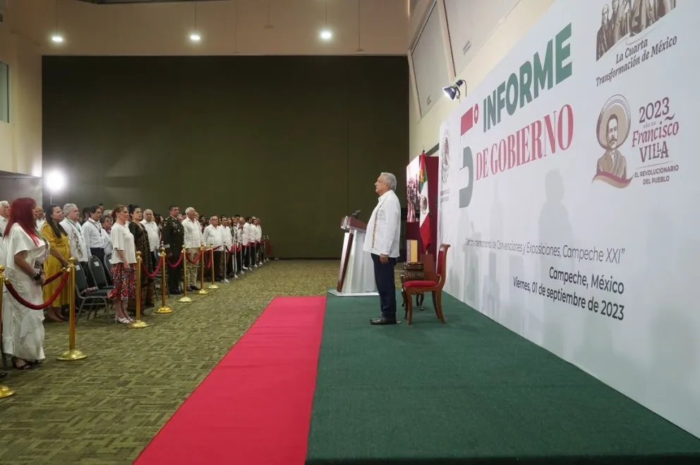 El presidente presentó su Quinto Informe de Gobierno desde Campeche ante alrededor de 500 invitados. Foto: Presidencia