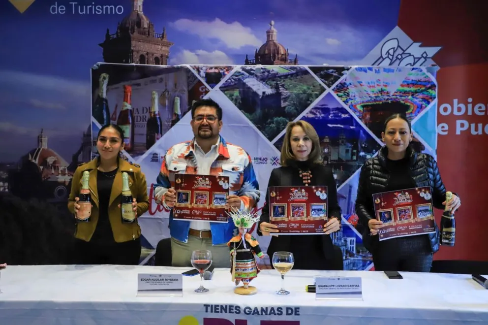 Presentan las actividades de la Feria de la Sidra 2023 en Huejotzingo. Foto: Cortesía