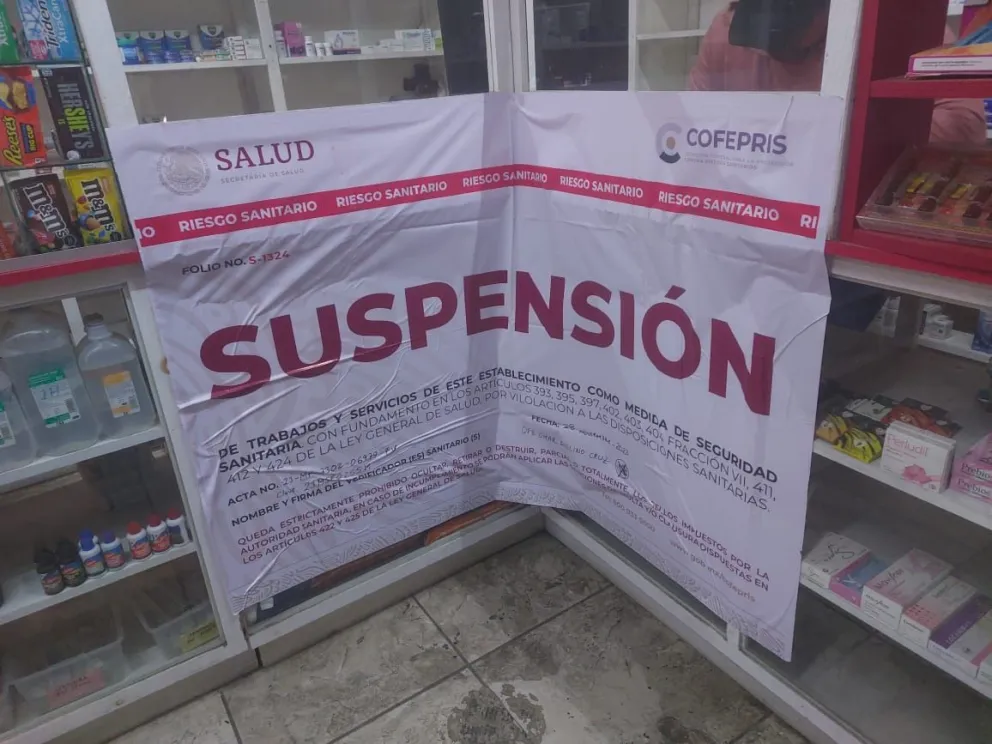 Listado de farmacias que suspendió Cofepris en Baja California, vendían medicamento con fentanilo.