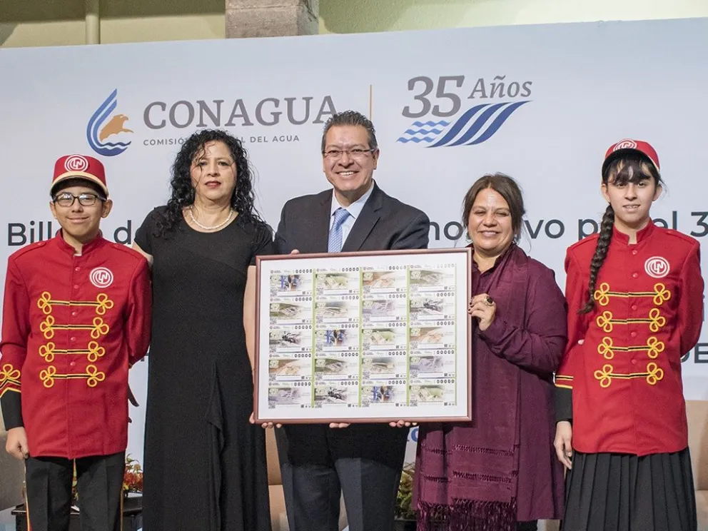 El billete del Sorteo Superior 2793 estuvo dedicado al 35° aniversario de la Conagua. Foto: Lotenal
