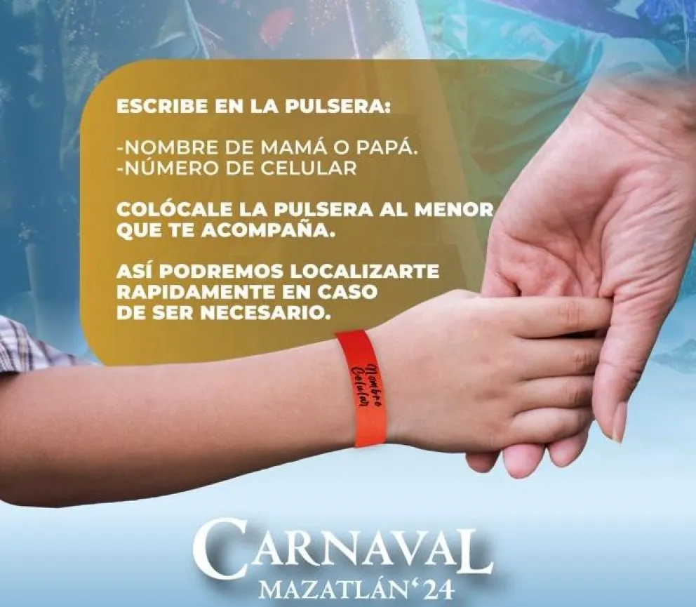 Autoridades darán brazaletes de seguridad a menores durante el Carnaval.