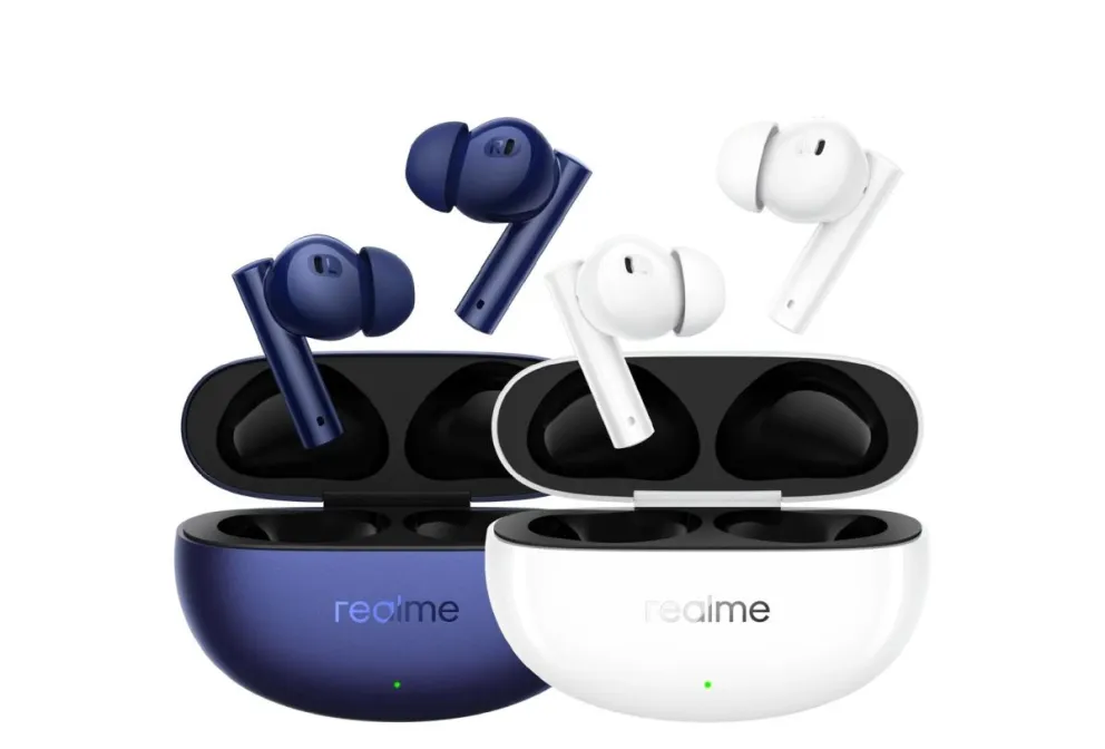 Los auriculares Realme Buds Air 5 están disponibles en color blanco y azul marino. Foto: Cortesía