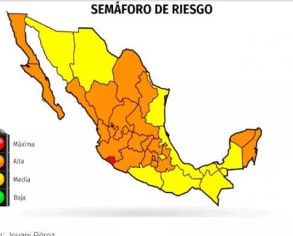 Quedan 10 estados en Amarillo y 21 en naranja, Colima en rojo