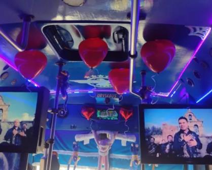 ¡La ruta del amor! Chofer decora camión de la ruta Lomita-Vallado y regala chocolates por el Día de San Valentín en Culiacán